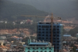 An ongoing high-rise construction site in Panghsang. (Photo: JPaing / The Irrawaddy)