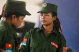 Female soldiers of United Wa State Army (UWSA) in Mongmau, Wa State. (Photo: J Paing/The Irrawaddy)
