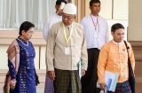 President-elect Htin Kyaw leaves for the first time the Union Parliament on March 18, 2016.(Photo: Myo Min Soe/The Irrawaddy)