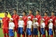 Members of Myanmar Football Team sing national anthem before the match against Vietnam team for Suzuki Cup starts on November 20, 2016. Hein Htet/ The Irrawaddy