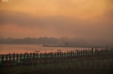 Life around Taungthaman Lake and U Bein Bridge on a misty morning (Photo: Zaw Zaw / The Irrawaddy)