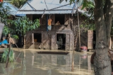 Heavy rain in recent weeks has caused flooding in Magwe Region with around 10,000 people displaced and stranded in makeshift shelters in monasteries and schools located on high ground. (Photo: Zaw Zaw / The Irrawaddy)