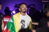 One Championship introduced new Myanmar MMA Fighter of Ethnic Chin descent Tial Thang to spectators during March 8 fight at Thuwunna Indoor Stadium, 2019.  Photo - Htet Wai/ Irrawaddy