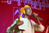 Myanma's famous actor and activist,Myitta,and his team chant satirical verse and performers entertain at Pansodan road at the eve of 2018 Thingyan Festival.  Photo-Htet Wai/Irrawaddy