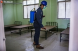 Myanmar began transforming a boxing stadium in Yangon into a makeshift medical facility to observe patients in case of the coronavirus outbreak on March 21, 2020.  The country still has no confirmed COVID-19 cases.  Photo - Htet Wai/ Irrawaddy