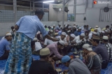 Muslims pray at a temporary site in South Dagon township in Yangon during Ramadan prayers on May 20, 2020.  The place was reopened two days after mobs forced local authorities to shut it down.   Photo - Htet Wai/ Irrawaddy